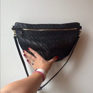 Clare V Black Woven Grande Fanny Bag